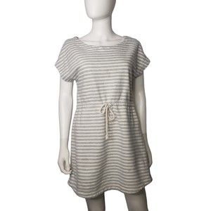 TRIXIE + LULU Gray and White Nautical Striped Dress Size Medium